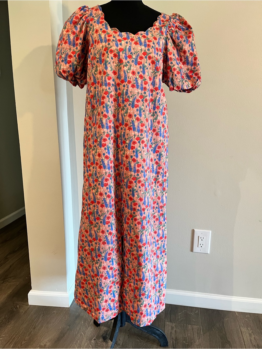 Hyacinth House Floral Puff Sleeve Midi Dress Sz S Euc